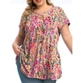 thumbnail image 1 of Mengpipi Womens Plus Size Tops Criss Cross V Neck Short Sleeve Summer Casual Blouses, Light Gray-1X, 1 of 10