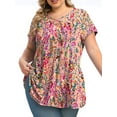 thumbnail image 1 of Mengpipi Womens Plus Size Tops Criss Cross V Neck Short Sleeve Summer Casual Blouses, Light Gray-1X, 1 of 7