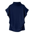 thumbnail image 1 of Womens Plus Size Tops Dressy Mock Neck Short Batwing Sleeve Business Blouses Ladies Elegant Solid Color Loose Pullover Workwear T Shirts Christmas Outfit, 1 of 3