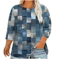thumbnail image 1 of Womens Plus Size Tops Floral Print 3/4 Length Sleeve Crew Neck Shirts Dressy Casual Tunic Blouses Tee, 1 of 4