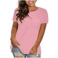 thumbnail image 1 of Womens Plus Size Tops, Long Sleeve Shirts for Women Fall Fashion Loose Fit Solid Color Crewneck T-Shirts with Pockets, 1 of 3