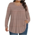 thumbnail image 1 of Womens Plus Size Tops, Long Sleeve Shirts for Women Fall Lightweigth Casual Striped Printed Crewneck Dressy Blouses, 1 of 5