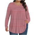 thumbnail image 1 of Womens Plus Size Tops, Long Sleeve Shirts for Women Fall Lightweigth Casual Striped Printed Crewneck Dressy Blouses, 1 of 5