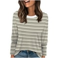 thumbnail image 1 of Womens Plus Size Tops, Long Sleeve Shirts for Women Fashion Loose Fit Striped Printed Crewneck T-Shirts Fall Clothes, 1 of 5