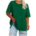 thumbnail image 1 of Womens Plus Size Tops Loose Fit Casual Summer Crew Neck T-Shirts Short Sleeve Plain Tshirts Soft Basic Tees (5XL, Green), 1 of 5