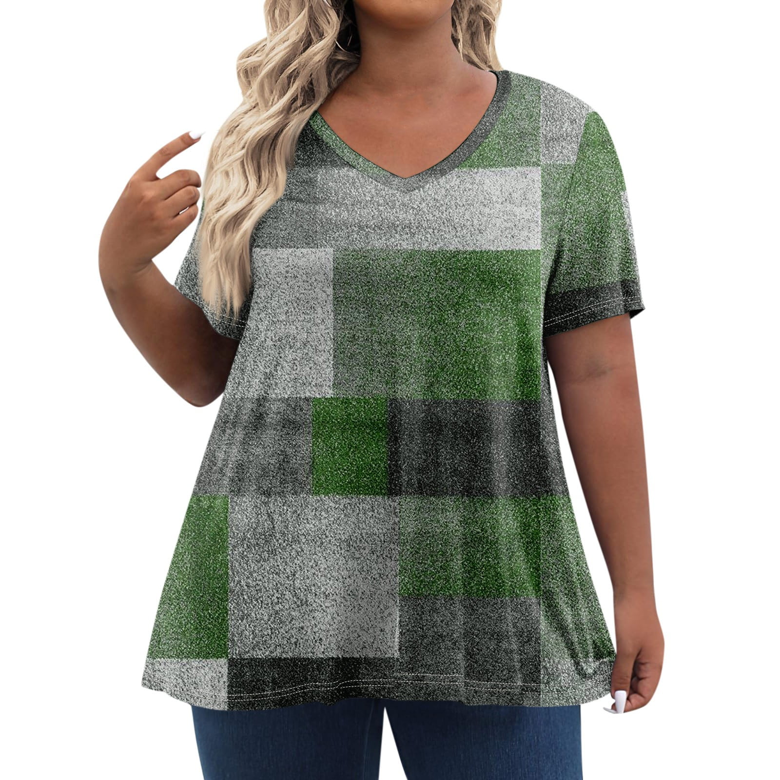 JollieLovin Women's Plus Size Summer Tunic Top - Loose Fit Short Sleeve Tee To Wear With Leggings