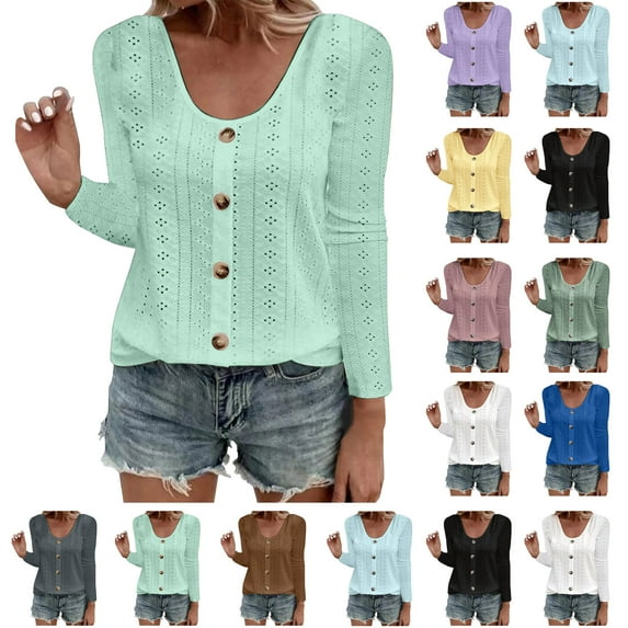 Womens Plus Size Tops Ndbuld Long Sleeve Shirts for Women Fall Tops Dressy Casual Blouses Pleated V Neck Tunic Tops Mint Green L