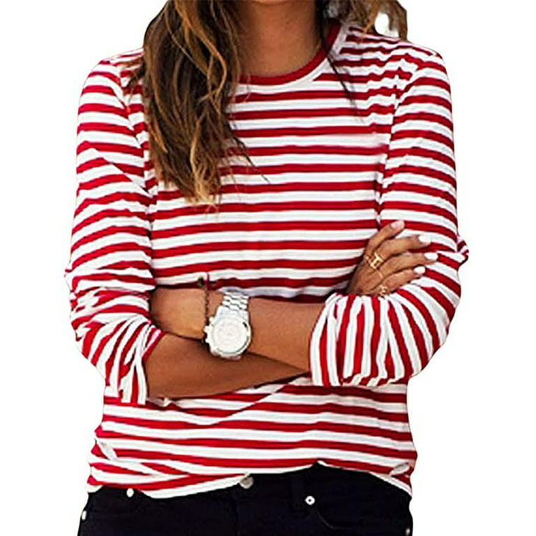 O-Neck Long Sleeve Striped Print T-Shirt O-Neck Long Sleeve Striped Print T-Shirt