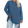 thumbnail image 1 of Womens Plus Size Tops, Oversized T Shirts for Women Fall Casual Loose Fit Solid Color Crewneck Long Sleeve Shirts, 1 of 4