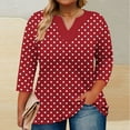 thumbnail image 1 of Womens Plus Size Tops Polka Dot Print Tunic 3/4 Length Sleeve Fall Fashion Trendy Casual Peplum Going Out Tops Notched V Neck Loose Dressy Shirts, 1 of 5