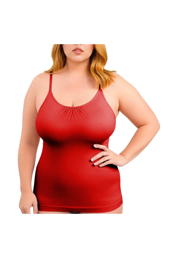Womens Plus Size Tops Scoop Neck Cami Body Shaper Tummy Control Camisole Tank Tops