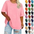 thumbnail image 1 of Womens Plus Size Tops Short Sleeve Crewneck T-Shirt Oversized Loose Comfy Tops for Women Summer Everyday Wear Lounge Basic Tees Blouse, 1 of 6