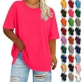 thumbnail image 1 of Womens Plus Size Tops Short Sleeve Crewneck T-Shirt Oversized Loose Comfy Tops for Women Summer Everyday Wear Lounge Basic Tees Blouse, 1 of 6