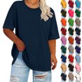 thumbnail image 1 of Womens Plus Size Tops Short Sleeve Crewneck T-Shirt Oversized Loose Comfy Tops for Women Summer Everyday Wear Lounge Basic Tees Blouse, 1 of 6