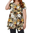 thumbnail image 1 of Womens Plus Size Tops Yellow Swing Tunic Tops Summer Dressy Short Sleeve Paisley Floral Blouse 2XL, 1 of 7