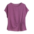 thumbnail image 1 of Womens Plus Size Tops, Short Sleeve Shirts for Women Summer Lightweight Casual Vintage Solid Color Crewneck Tees Dressy Blouses 3XL-5XL, 1 of 3