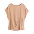 thumbnail image 1 of Womens Plus Size Tops, Short Sleeve Shirts for Women Summer Lightweight Casual Vintage Solid Color Crewneck Tees Dressy Blouses 3XL-5XL, 1 of 3