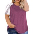 thumbnail image 1 of Womens Plus Size Tops Short Sleeve T Shirts Striped Raglan Tee Shirts Causal Summer Tunics Blouses, 1 of 7