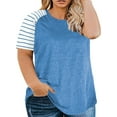 thumbnail image 1 of Womens Plus Size Tops Short Sleeve T Shirts Striped Raglan Tee Shirts Causal Summer Tunics Blouses, 1 of 7