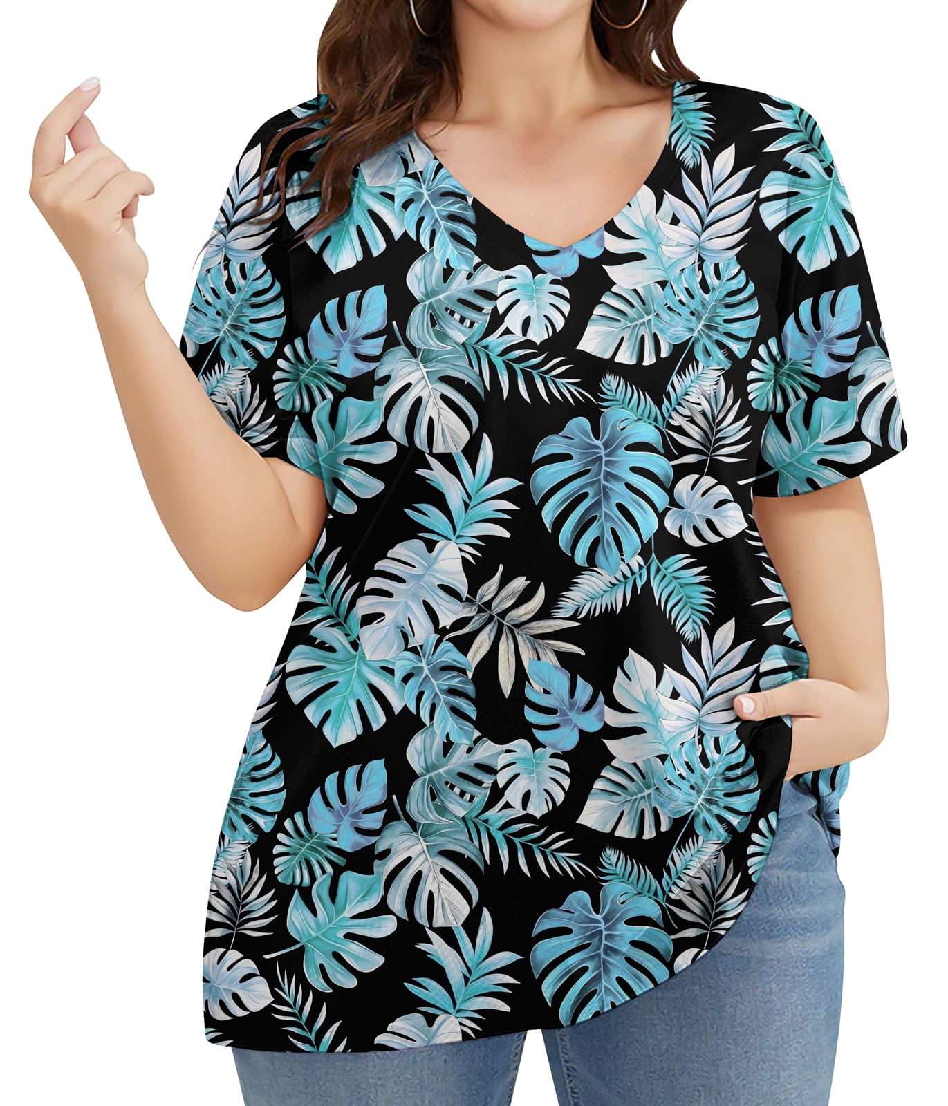 PEVRL Women's Plus Size Summer Tops – Short Sleeve Crew Neck Tunic Blouse, Loose Fit (1X-5X) - View #4
