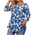 thumbnail image 1 of Cloaraye Womens Plus Size Tops Summer 3/4 Length Sleeve Shirts Blouses Casual Loose Round Neck T-Shirts Fashion Floral Printed Tunic Tops, 1 of 4