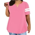 thumbnail image 1 of Womens Plus Size Tops Summer Short Sleeve Casual Loose Tunic V Neck Tee T Shirts Pink S, 1 of 5