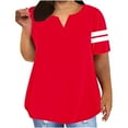 thumbnail image 1 of Womens Plus Size Tops Summer Short Sleeve Casual Loose Tunic V Neck Tee T Shirts Red 2XL, 1 of 5
