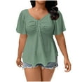 thumbnail image 1 of Womens Plus Size Tops Sweetheart Neck Summer Shirt Ruffle Short Sleeve Eyelet Boho Going Out Flowy Peplum Shirts, 1 of 6