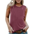 thumbnail image 1 of Womens Plus Size Tops, Tank Tops for Women Summer Casual Loose Fit Solid Color Crewneck Sleeveless Shirts, 1 of 5
