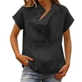 thumbnail image 1 of Womens Plus Size Tops Tshirts Cotton Linen High Neck Cap Sleeve Shirt Fashion Casual Cotton Linen Blouses Tops on Sale, 1 of 6
