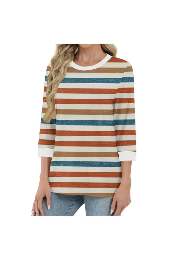 Womens Plus Size Tops V Neck T Shirts 3/4 Sleeve Blouse Summer Casual Tees XL-5X, Limited Time Under 10 Dollars