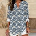 thumbnail image 1 of Womens Plus Size Tops V Neck T-Shirts Blouses Casual Soft Flowy Tunic Long Roll Tab Sleeves With Buttons Sky Blue M, 1 of 4