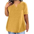 thumbnail image 1 of Womens Plus Size Tops V Neck T Shirts Casual Tee Shirts 2025 Summer Short Sleeve Tops Oversized Trendy Dressy Blouses, 1 of 4