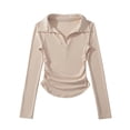 thumbnail image 1 of Womens Plus Size Tops,Women’s Long Sleeve T Shirts Button Down Slim Fit Tops V Neck Yoga Fitness Shirts,Cute Summer Tops For Women(Color:C,Size:L), 1 of 5