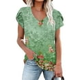 thumbnail image 1 of Womens Plus Size Tops,Womens Blouses Clearance,Fashion Women's Summer V-Neck Short Sleeve Print Casual T-shirt Blouse Shirt Best Sell, 1 of 4