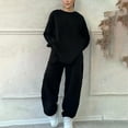 thumbnail image 1 of Womens Plus Size Track Suit Oversized Crewneck Sweatshirt and Jogging Sweatpants Sweatsuits 2 Piece Set with Pockets ,Black XL, 1 of 4
