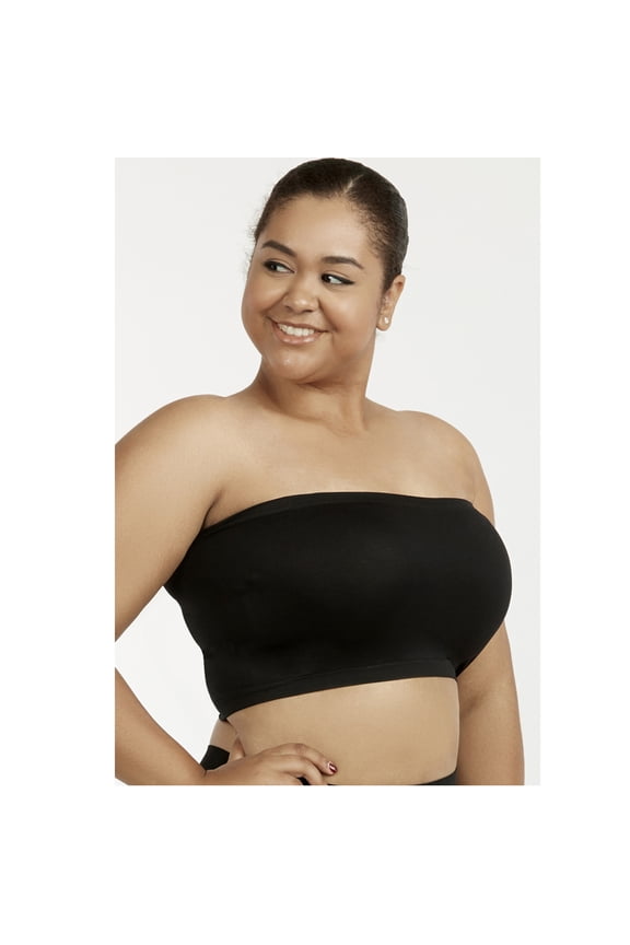 Womens Plus Size Tube Top Bra Strapless Bandeau One Size Fits Most Black