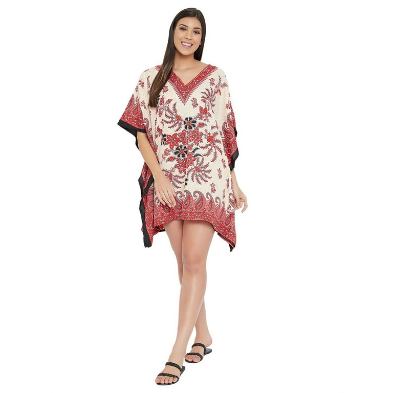 Womens Plus Size Tunic Short Kaftan Casual Kimono Dress Ladies Caftan Dress  Summer Tunic Tops Online 