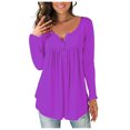 thumbnail image 1 of Womens Plus Size Tunic Tops Long Sleeve Casual Solid Color Henley T Shirts Button Up V Neck Loose Shirts for Women, 1 of 2