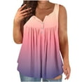 thumbnail image 1 of Womens Plus Size Tunic Tops, Sleeveless Shirts for Women Summer Fashion Ombre Tie Dye Pleated Button Up Crewneck Oversized Tank Tops, 1 of 4