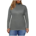 thumbnail image 1 of Womens Plus Size Undershirts Casual Oversized Mock Neck Comfortable Stretch Long Sleeve Base Layer, 1 of 5