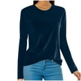 thumbnail image 1 of Womens Plus Size Velvet Tops, Long Sleeve Shirts for Women Fall Party Fashion Shiny Sparkly Solid Color Crewneck T-Shirts, 1 of 5