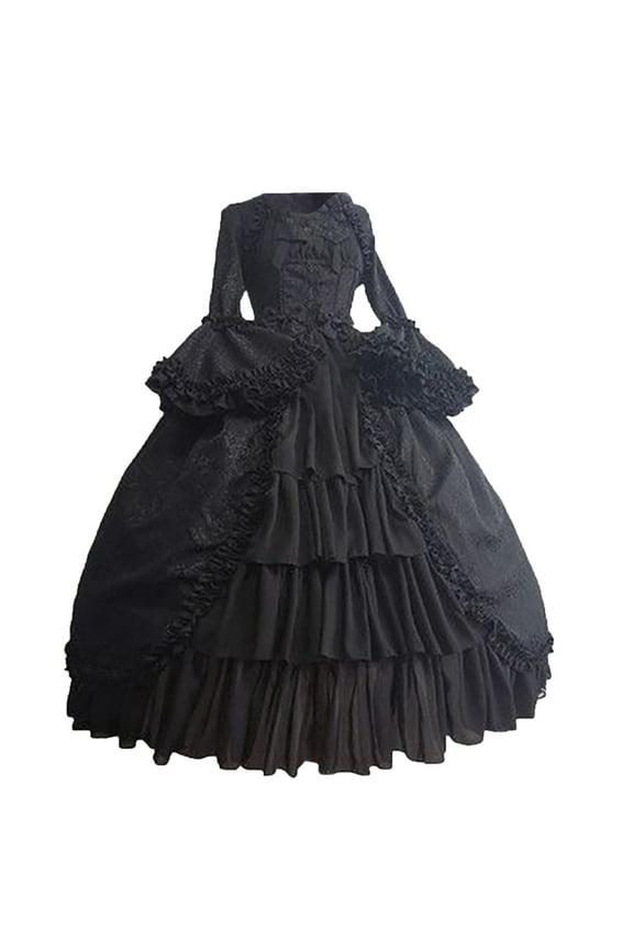 Womens Plus Size Victorian Ball Gown Sweet Princess Court Skirt Flared Sleeve Vintage Maiden Dress