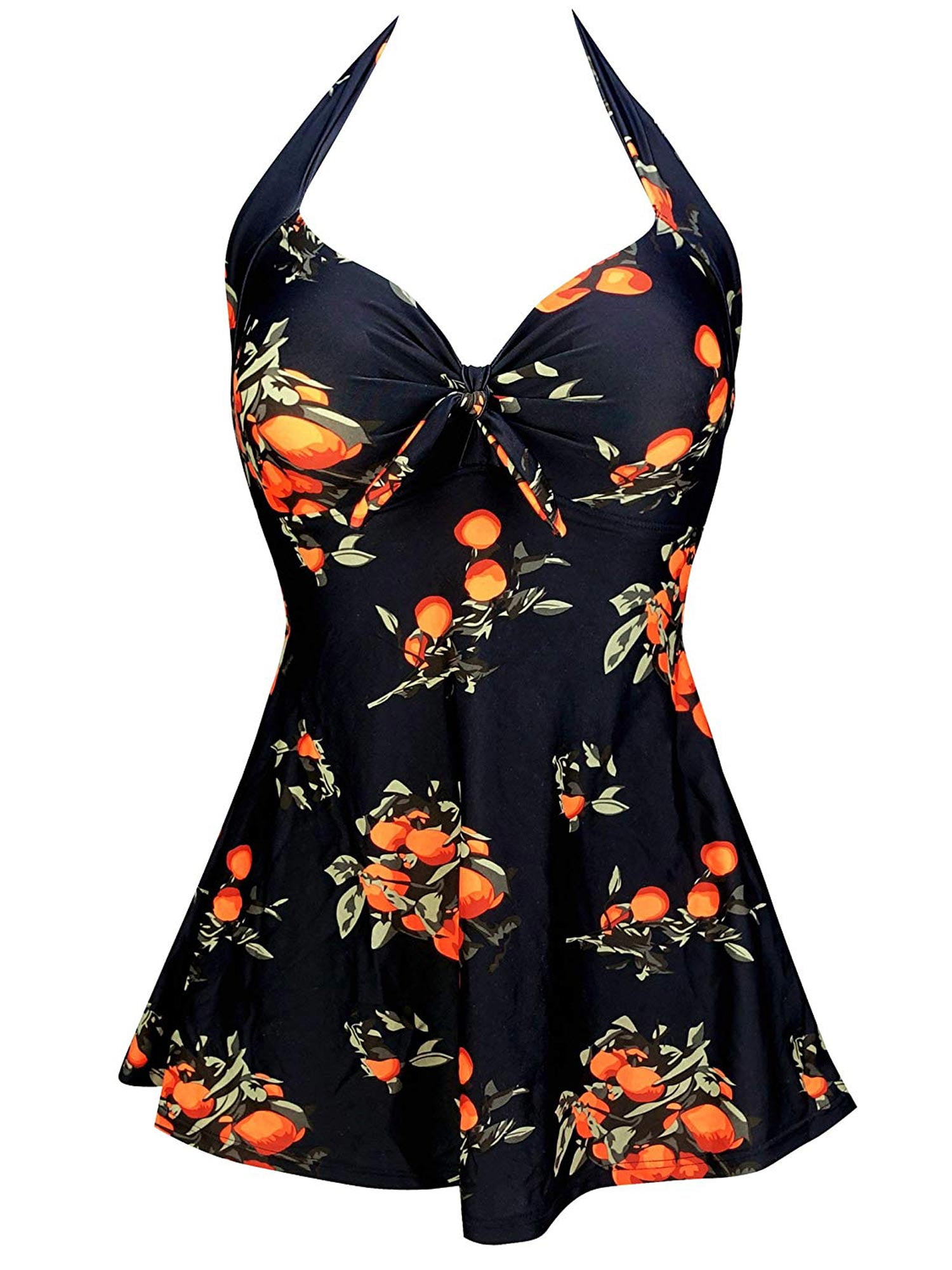 Womens Plus Size Vintage Pin Up Retro Fashion Swimdress One Piece ...
