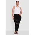 thumbnail image 1 of Womens Plus Size WAX Distressed High Waisted Boyfriend Jeans, 1 of 5
