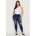 thumbnail image 1 of Womens Plus Size WAX Distressed High Waisted Skinny Leg Jeans, 1 of 5