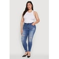 thumbnail image 1 of Womens Plus Size WAX Distressed High Waisted Skinny Leg Jeans, 1 of 5