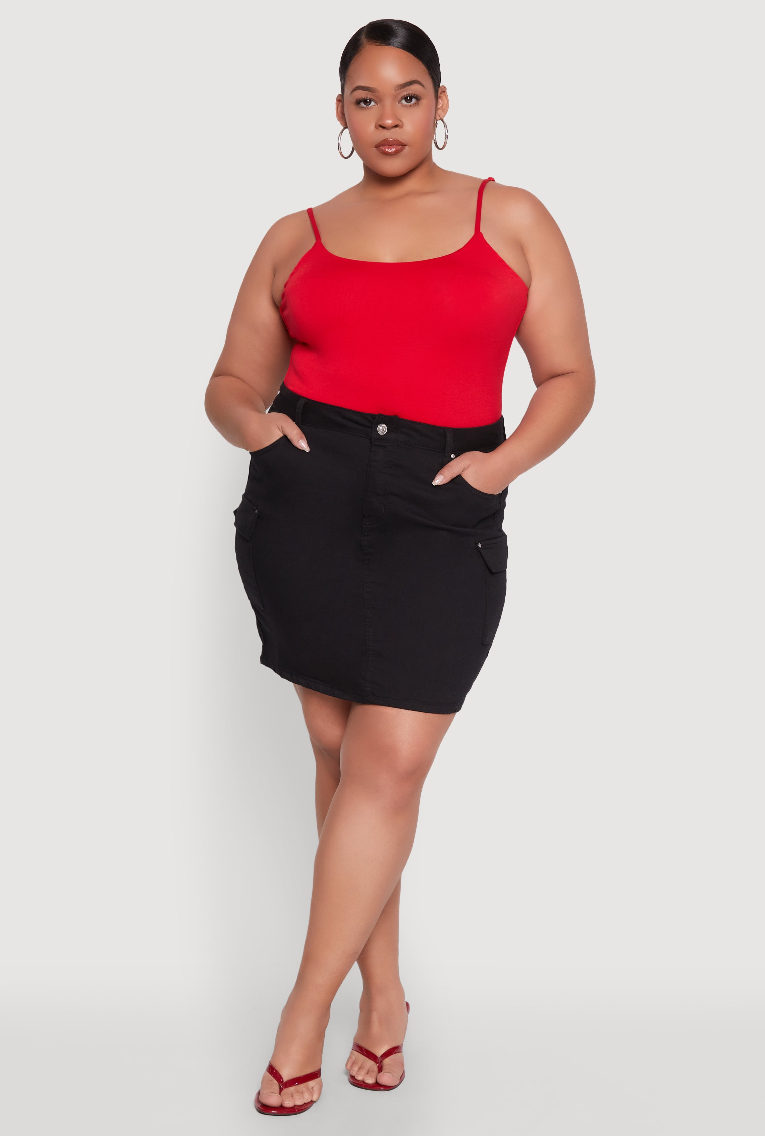 Women's Plus Size WAX High Waisted Cargo Skirt - Walmart.com