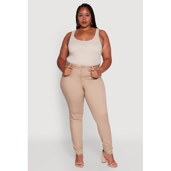 Womens Plus Size WAX Twill High Waisted Skinny Leg Pants