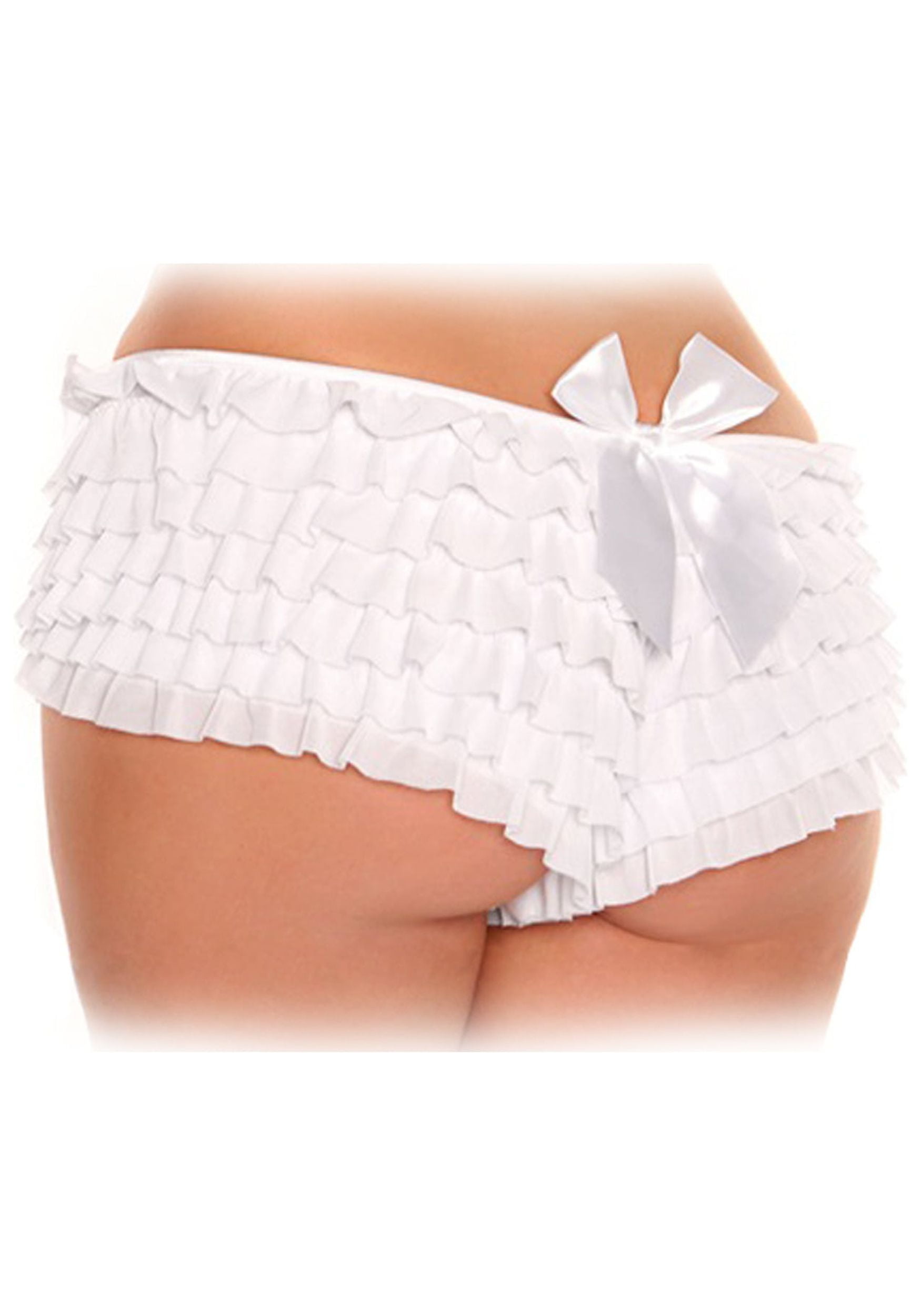 Womens Plus Size White Ruffled Panties